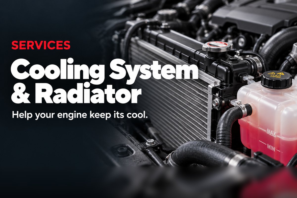 Radiator and coolant reservoir under the hood during cooling system service at Oak Lawn Auto in Oak Lawn, IL