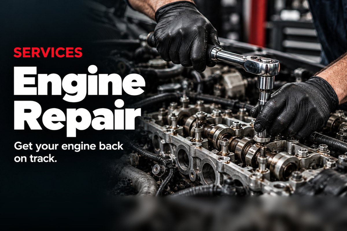 Mechanic using a ratchet on an engine cylinder head during an engine repair at Oak Lawn Auto in Oak Lawn, IL