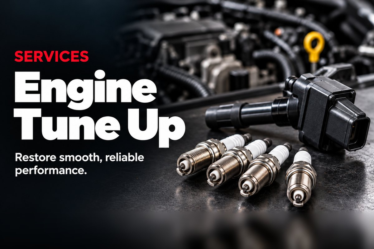 New spark plugs and an ignition coil ready for an engine tune up at Oak Lawn Auto in Oak Lawn, IL