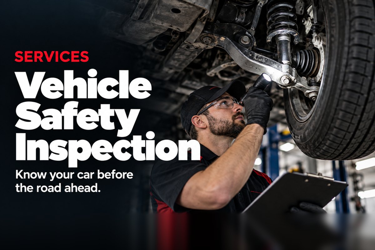 Technician with a flashlight and clipboard inspecting suspension under a lifted vehicle at Oak Lawn Auto in Oak Lawn, IL