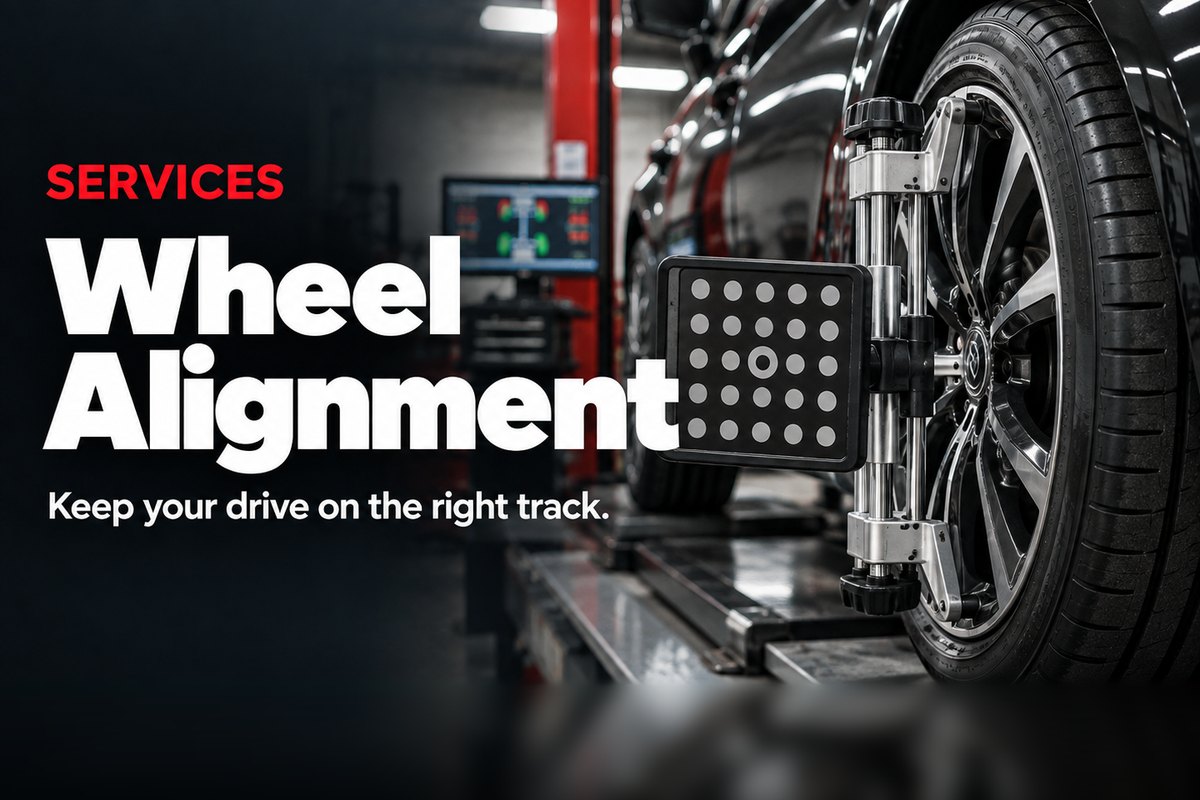 Alignment target mounted on a wheel during a computerized wheel alignment at Oak Lawn Auto in Oak Lawn, IL
